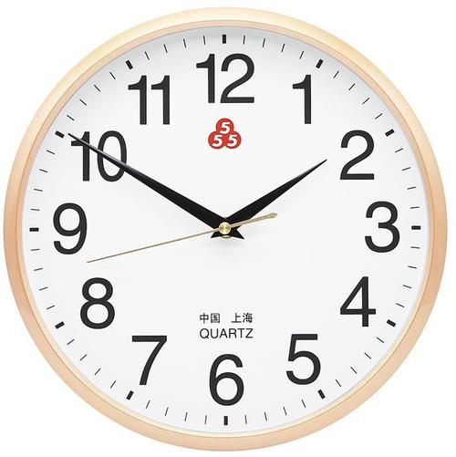 上海三五牌555时钟挂墙钟表挂钟客厅家用时尚简约石英钟静音圆形